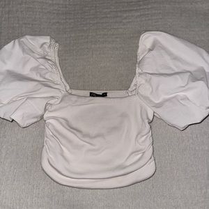 Zara White Puff Sleeve Top